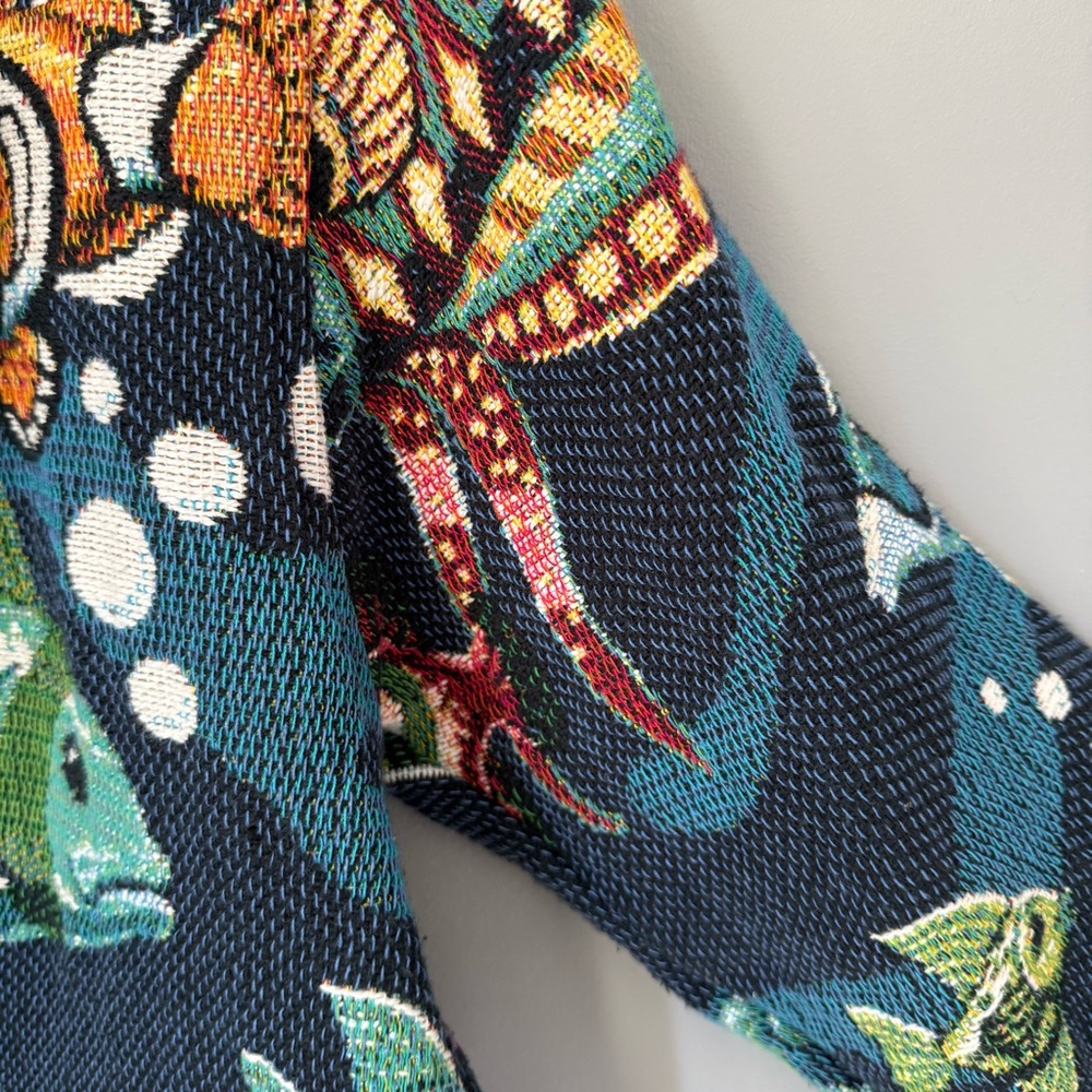 Vintage Pony Woven Tropical Fish Ocean Tapestry Jacket - Picture 5 of 9
